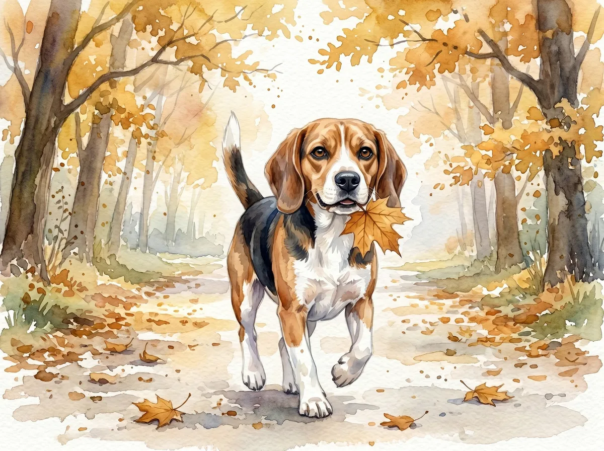 Beagle watercolor calendar month 9